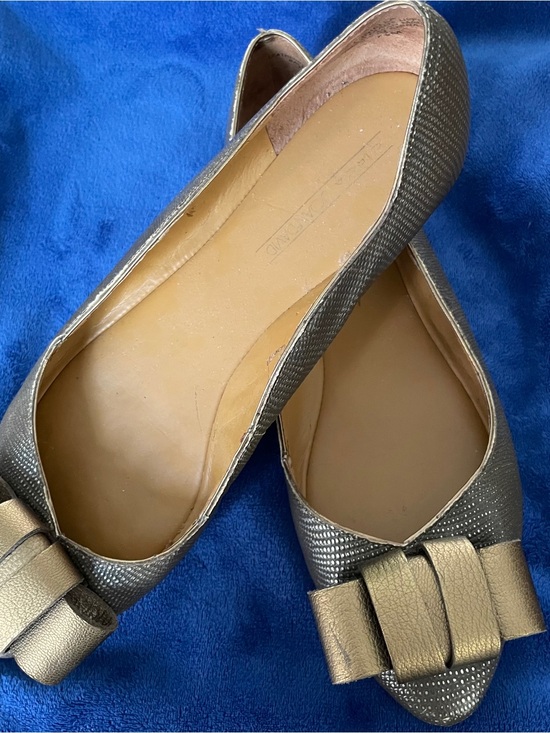 Circa Joan & David Shoes - CIRCA JOAN and DAVID Metallic Gold Bow Leather Ballet Flats